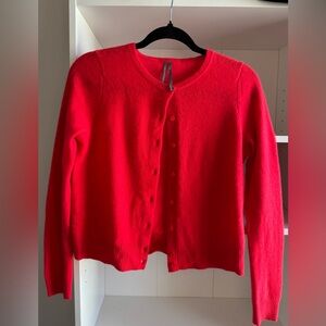 Anthropologie 100% Cashmere Red Cardigan Sweater